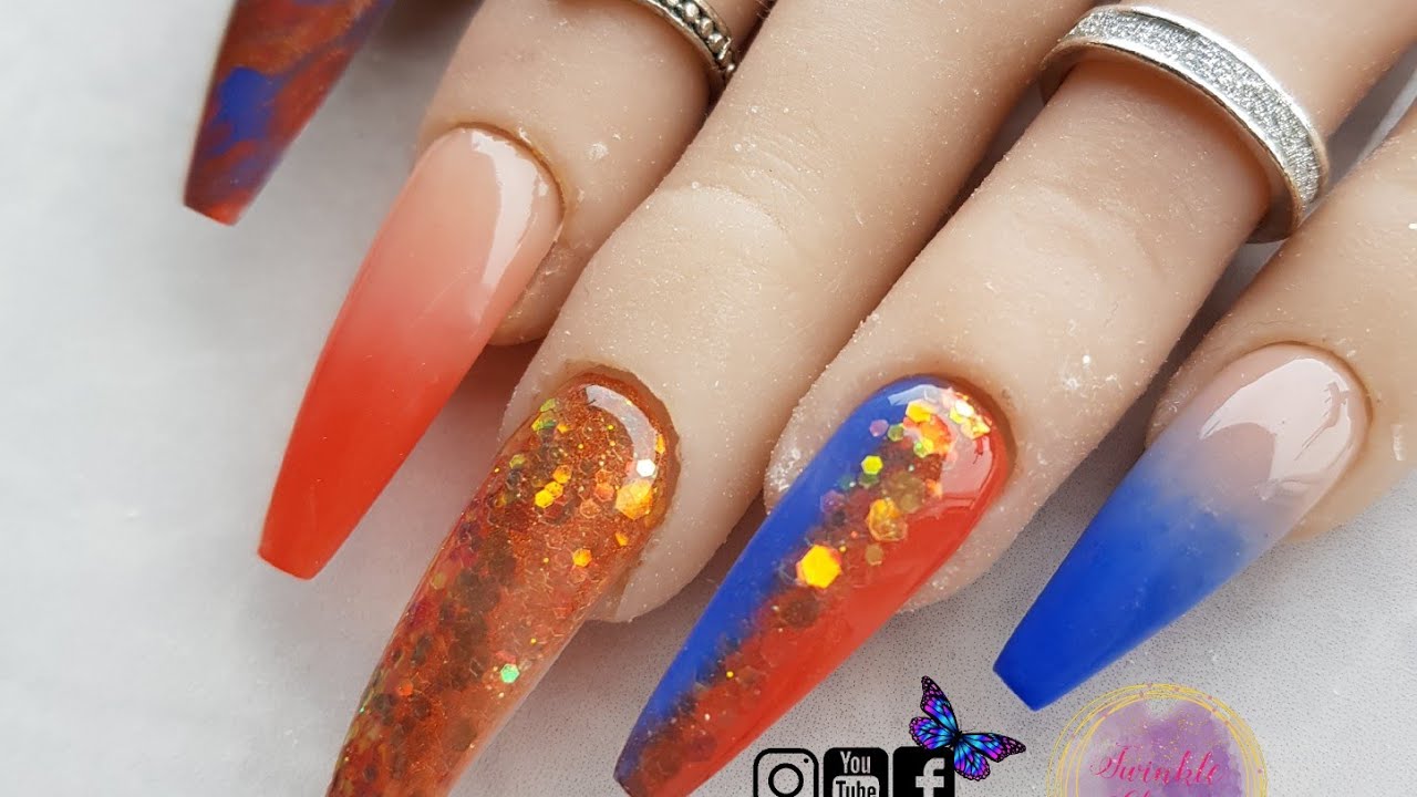 pics Blue And Orange Nail Designs