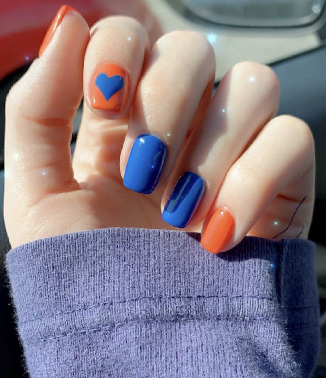 photo Blue And Orange Nail Designs