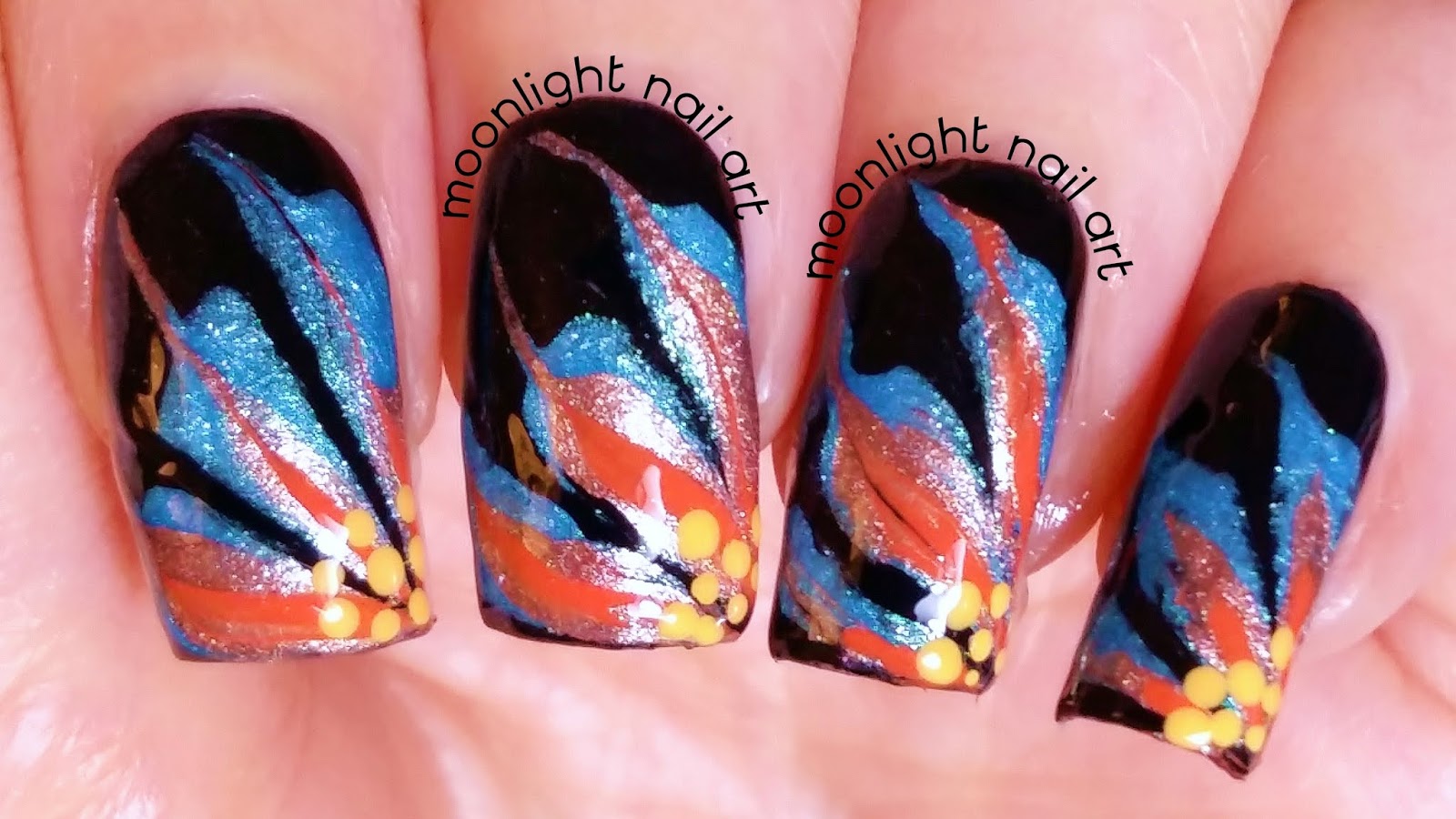 pics Blue And Orange Nail Designs