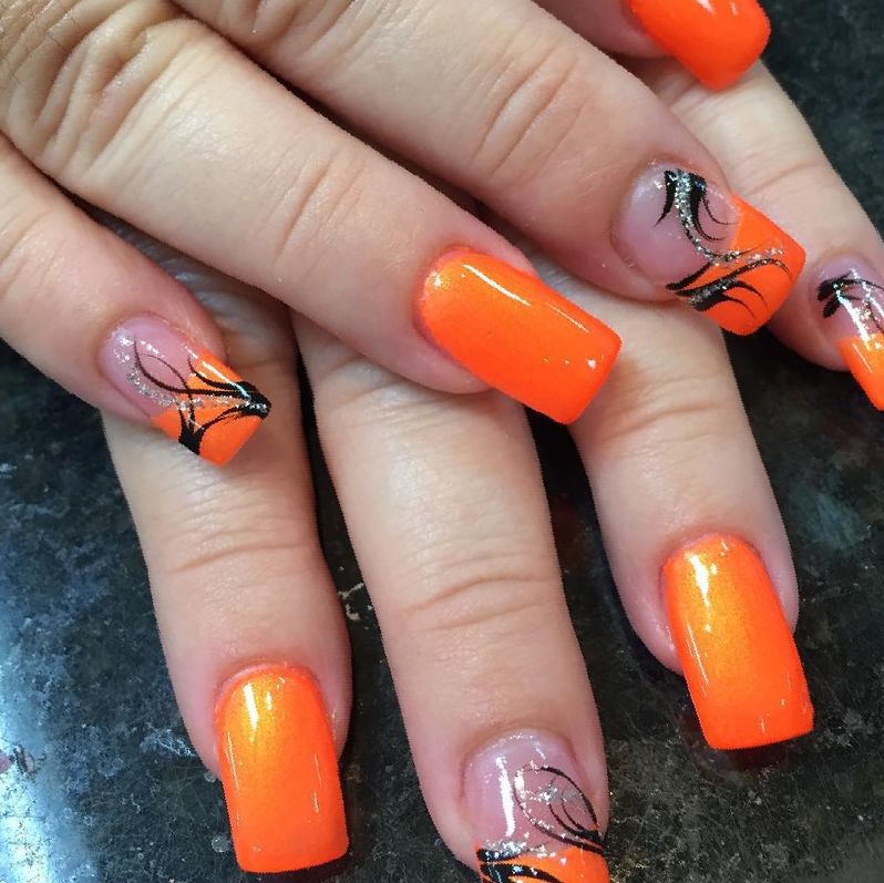 photo Blue And Orange Nail Designs