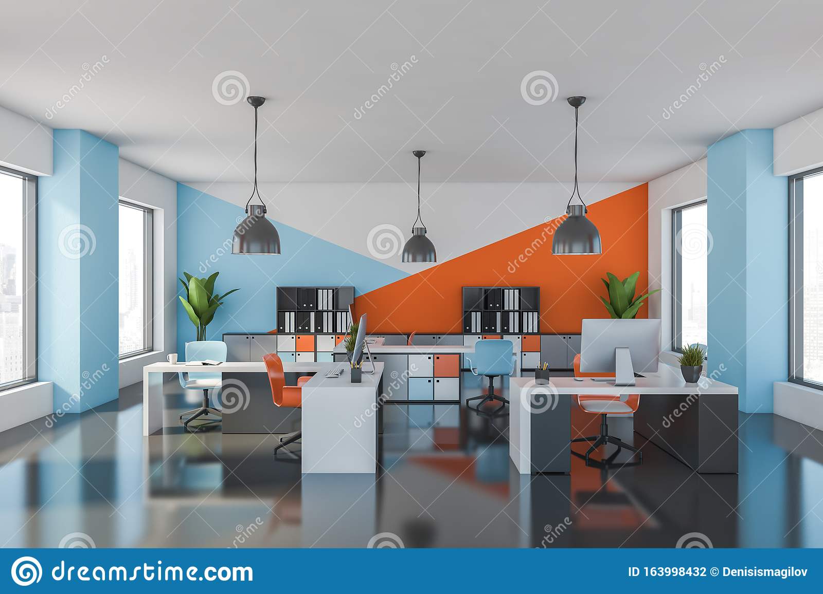 wallpapers Blue And Orange Office Design