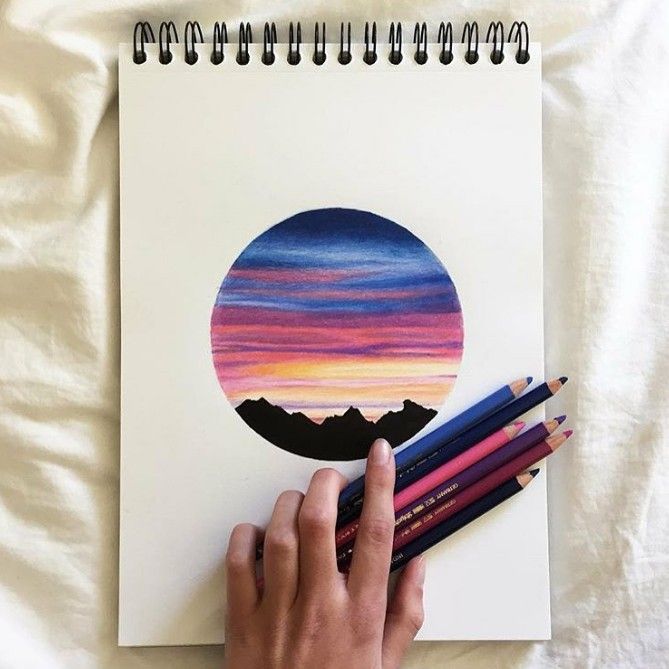 photo Crayon Sunset Drawing Pencil