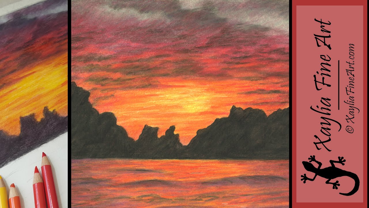 images Crayon Sunset Drawing Pencil