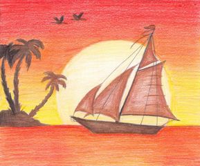 photo Crayon Sunset Drawing Pencil