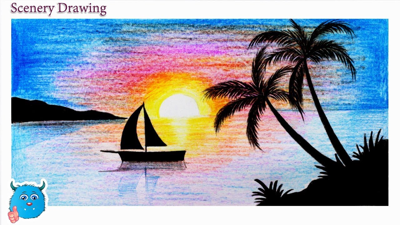 wallpapers Crayon Sunset Drawing Pencil