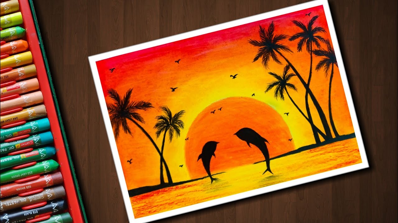 wallpapers Crayon Sunset Drawing