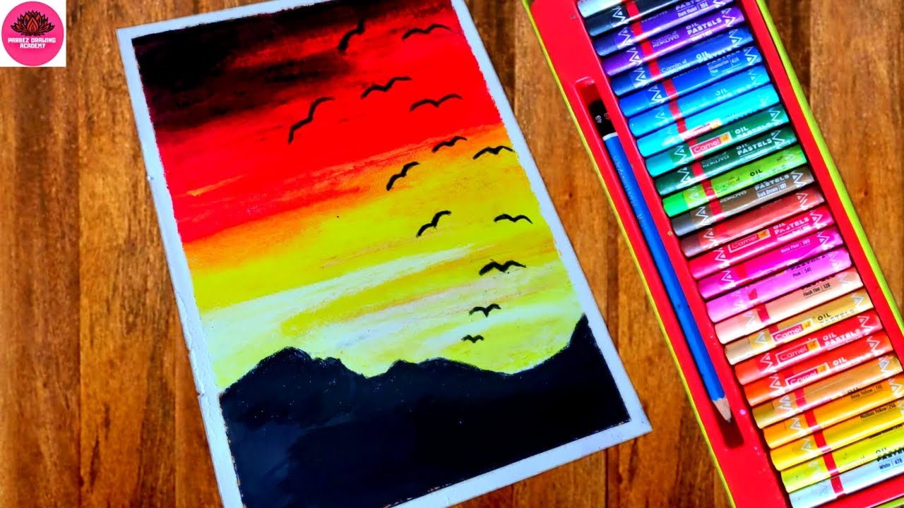 wallpapers Crayon Sunset Drawing