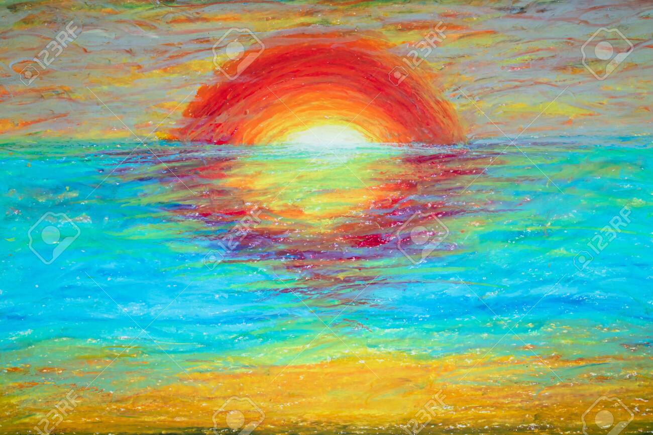 photo Crayon Sunset Drawing