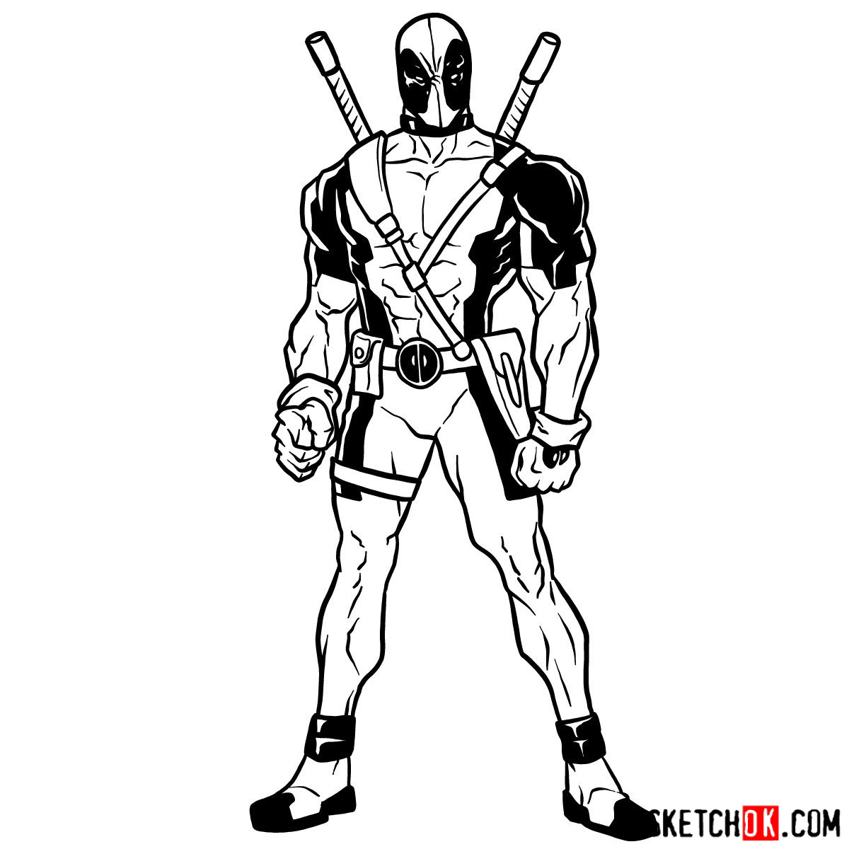 images Dead Pool Deadpool Drawing Easy Full Body