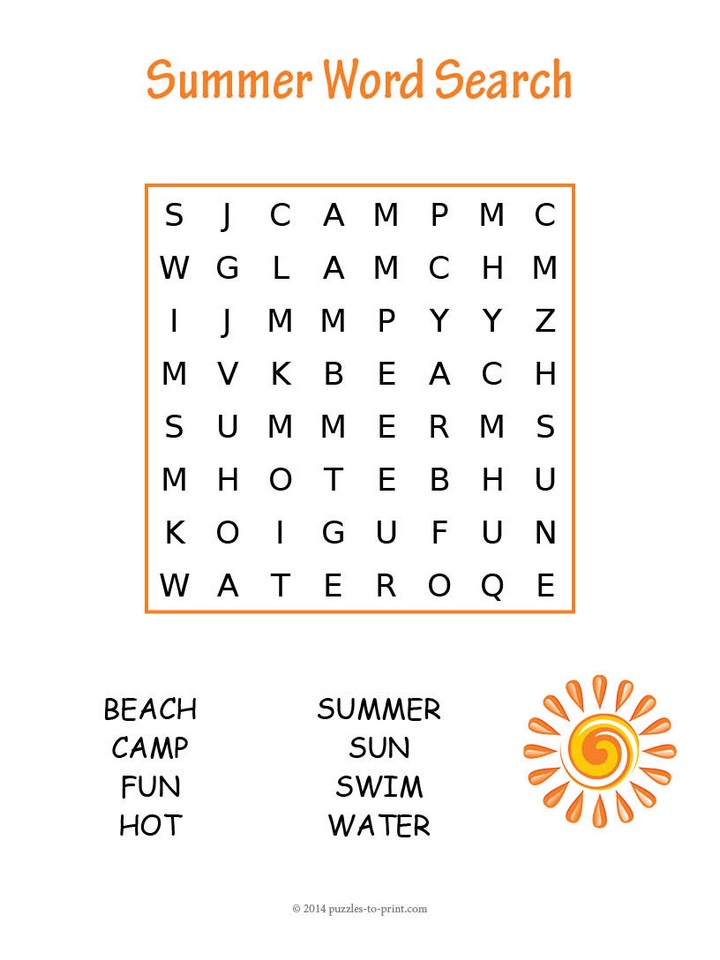 picture Easy Elementary Word Search