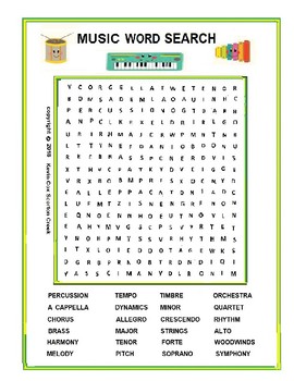 pics Elementary Music Word Search