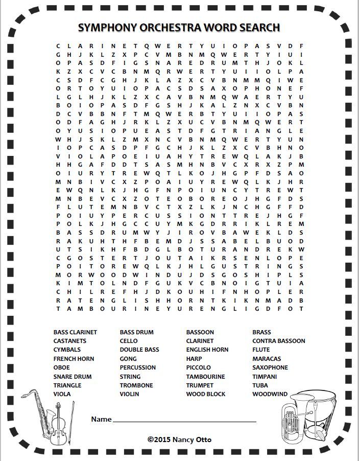 wallpapers Elementary Music Word Search