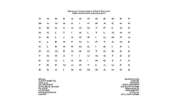 pics Elementary Music Word Search