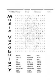 images Elementary Music Word Search