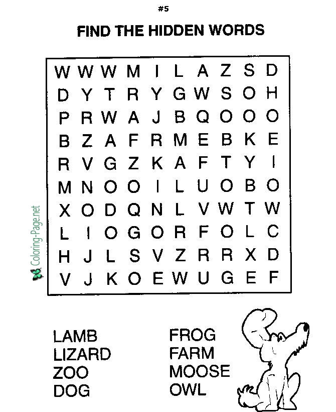 pix Elementary Word Search For Kids Printable