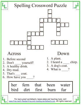 pix First Grade Crossword Puzzles