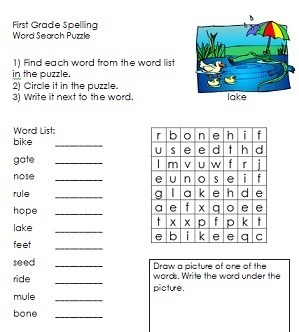 picture First Grade Crossword Puzzles