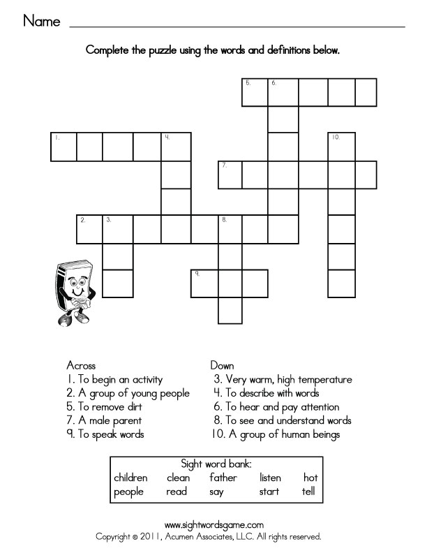 images First Grade Crossword Puzzles