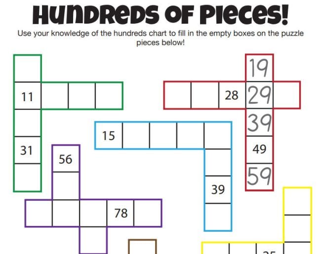 images First Grade Hundreds Chart Puzzles