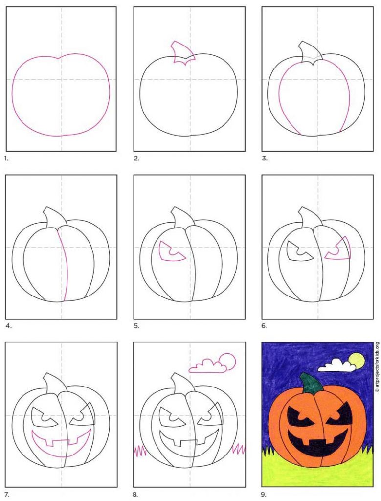 photo How To Draw A Cartoon Pumpkin