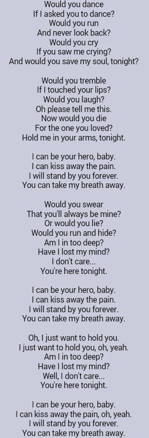 picture I Can Be Your Hero Baby Lyrics