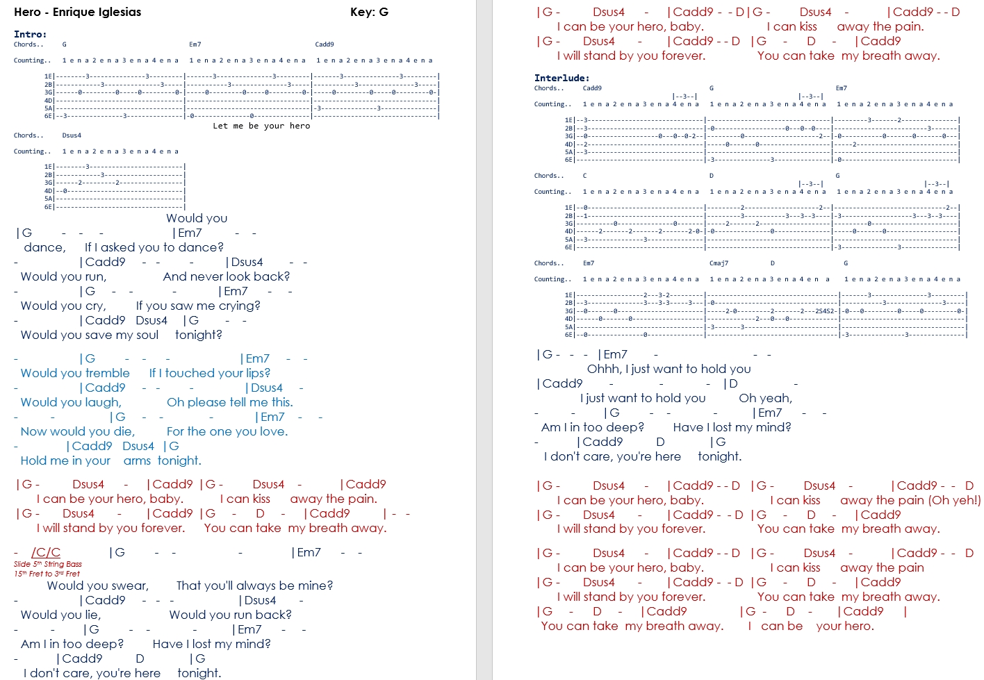 pic I Can Be Your Hero Chords