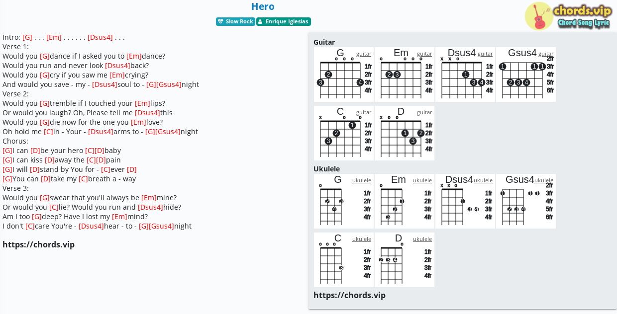 photo I Can Be Your Hero Chords