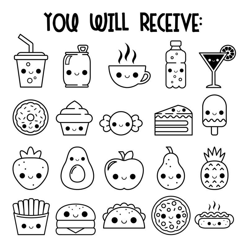 Featured image of post Kawaii Food Cute Drawings Black And White