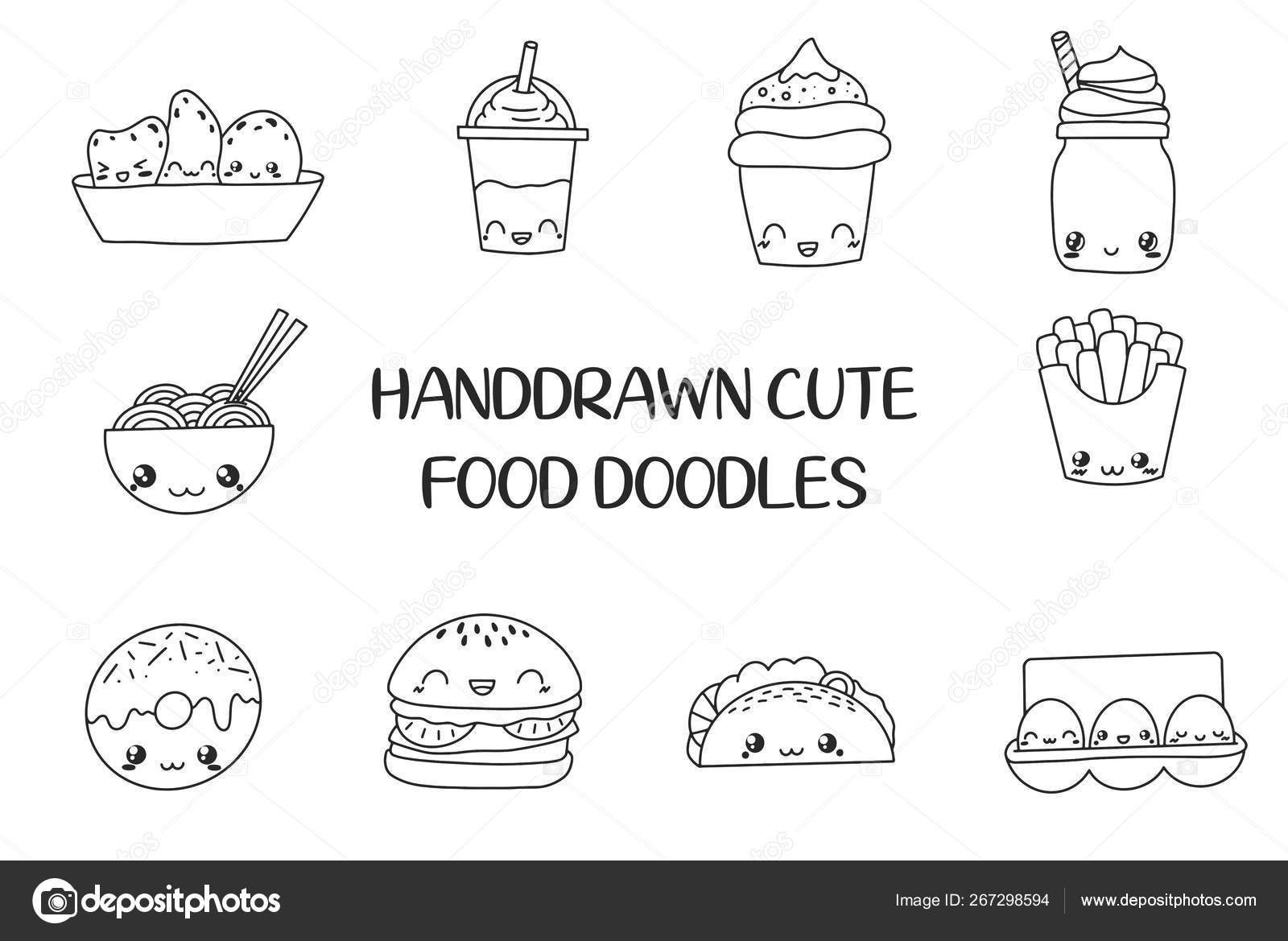 pics Kawaii Food Cute Drawings Black And White