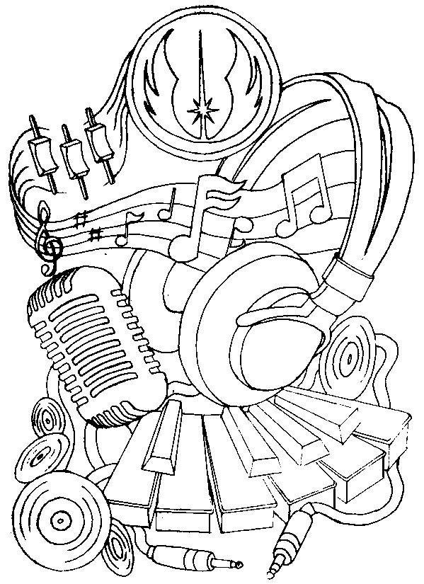 picture Music Headphones Coloring Page