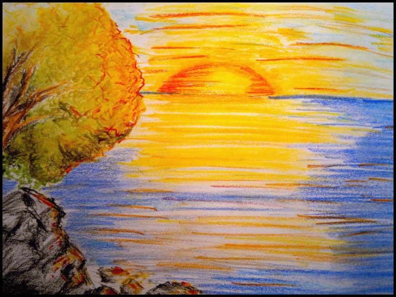 pix Pencil Crayon Sunset