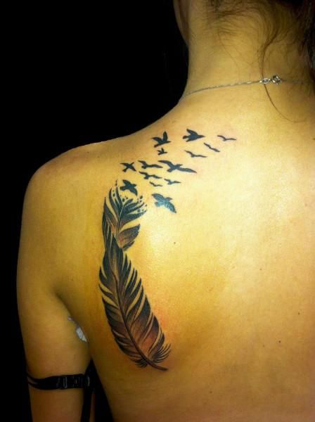 Featured image of post Shoulder Feather And Bird Tattoo