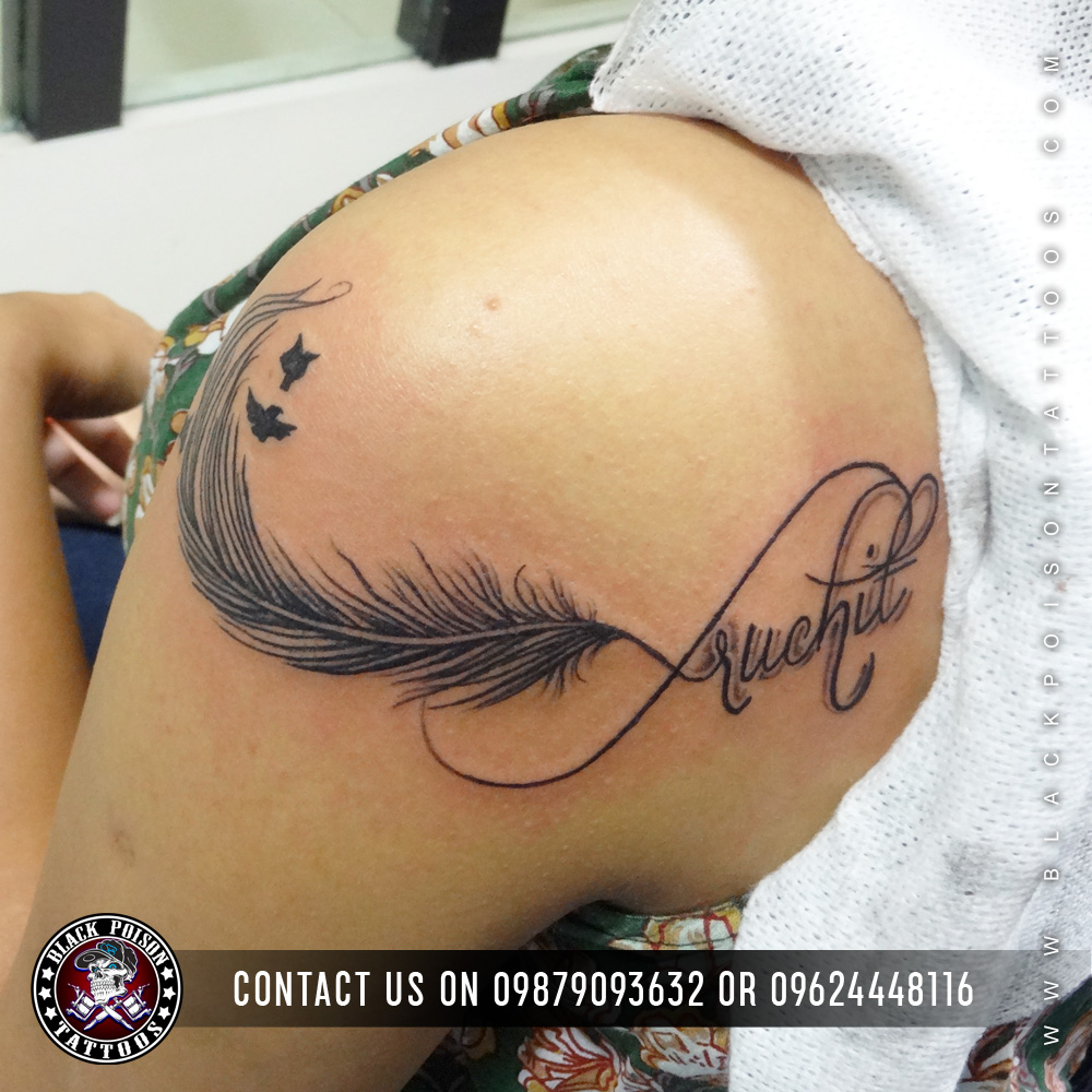 pics Shoulder Feather And Bird Tattoo