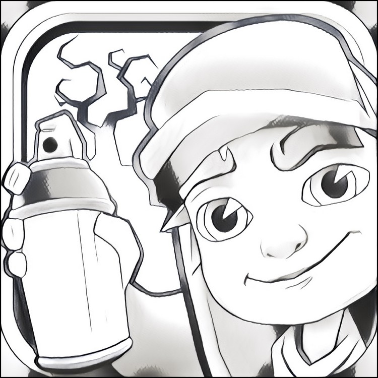 pix Subway Surf Black And White Icon